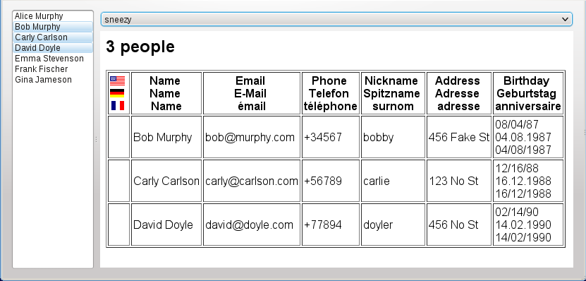 An alternative theme showing a single table with localized headers.