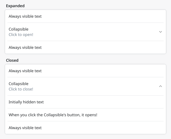 Form cards utilizing the collapsible delegate