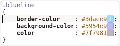 Inline note showing a CSS color preview