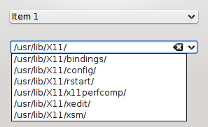 KComboBox widgets, one non-editable, one editable with KUrlCompletion