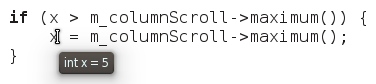 Text hint showing the contents of a variable